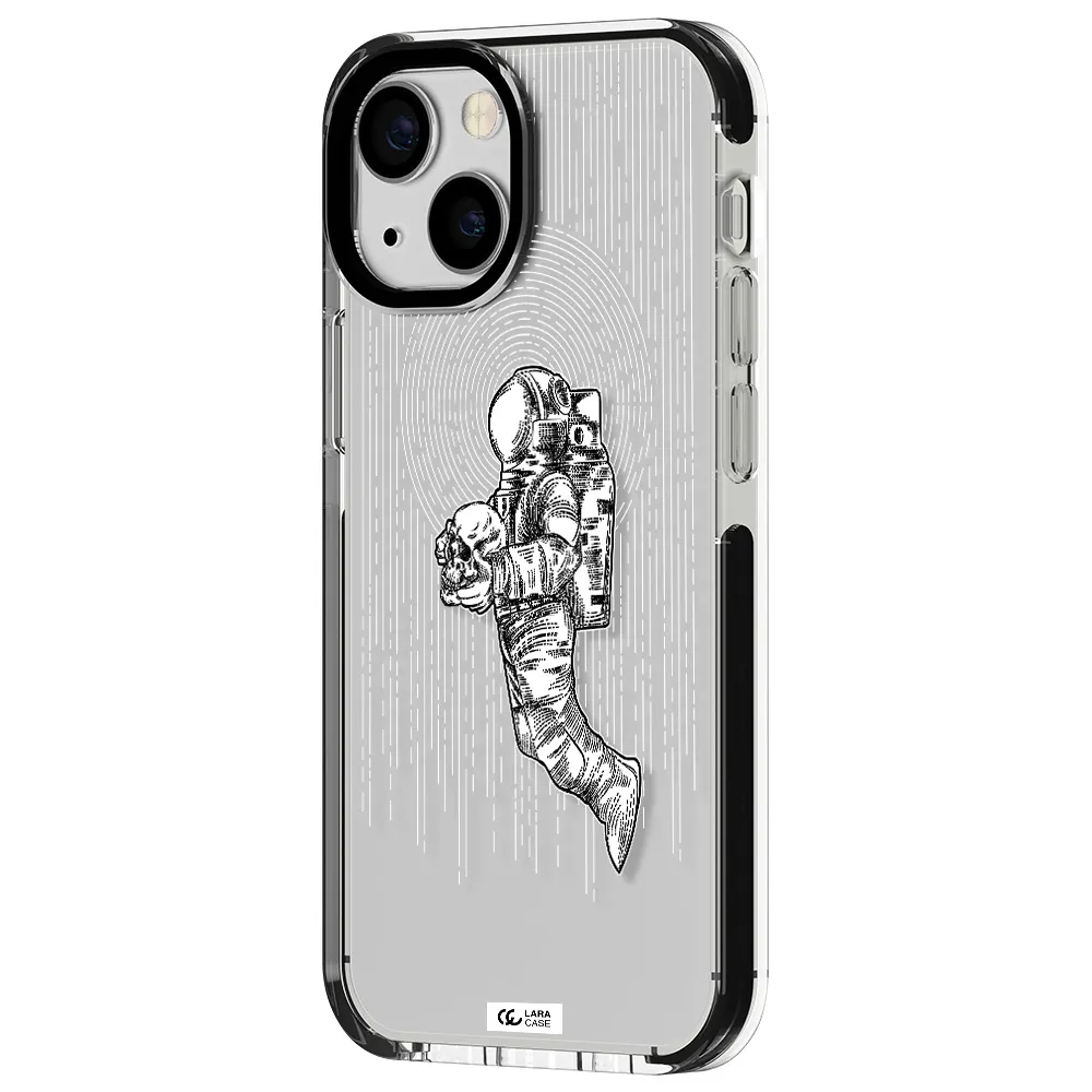 Astronaut Holding A Skull Apple iPhone 15 impact black border Case