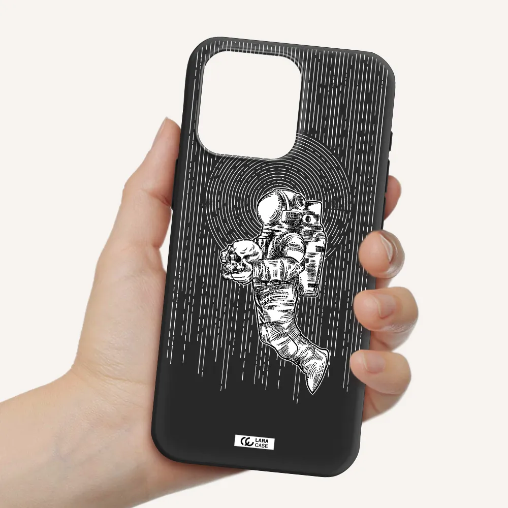 Astronaut Holding A Skull Apple Iphone 15 Pro max Silicone black Case