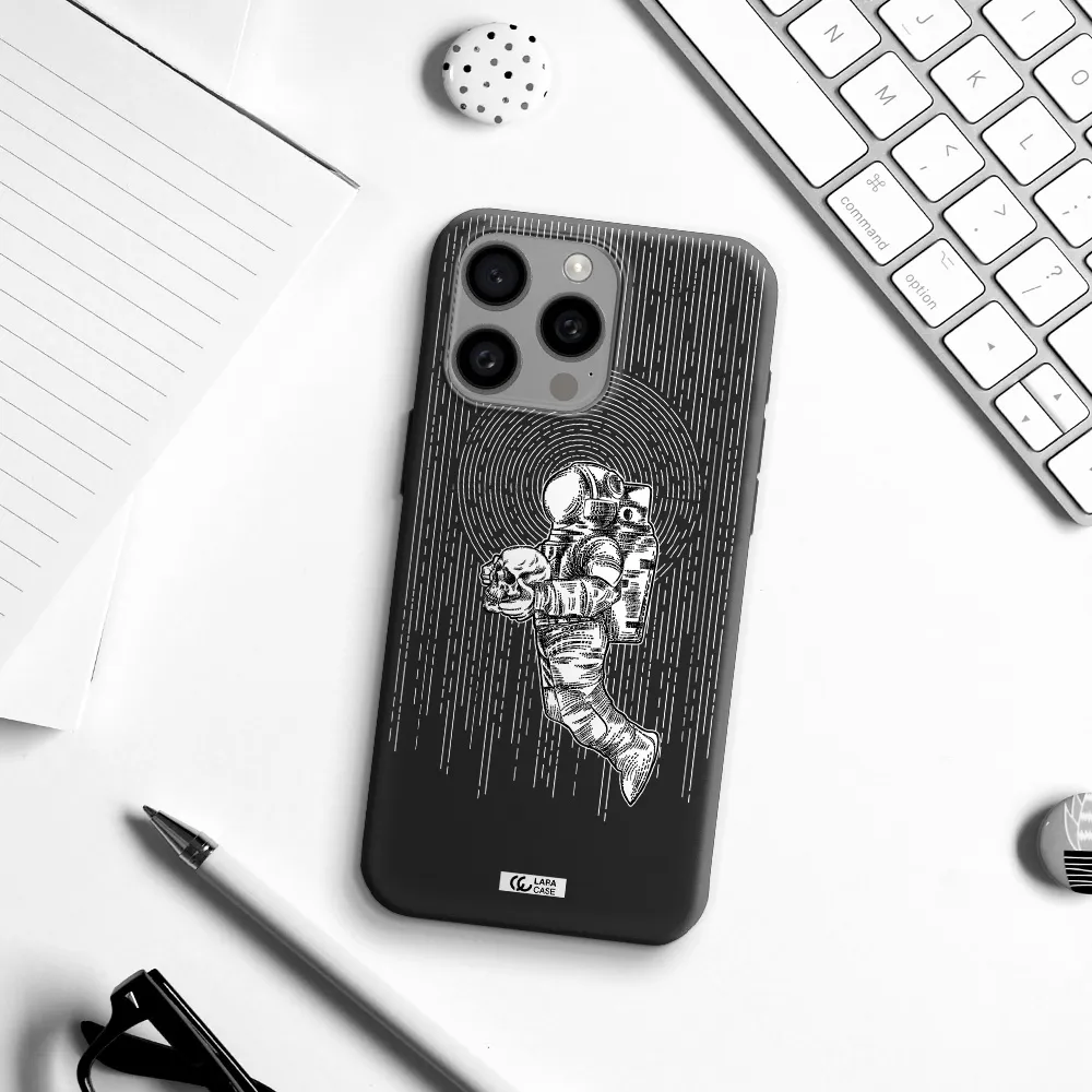 Astronaut Holding A Skull Apple Iphone 15 Pro max Silicone black Case