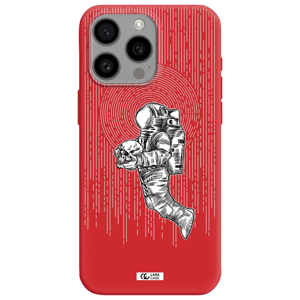 Astronaut Holding A Skull Apple Iphone 15 Pro Max Silicone Imperial Red Case