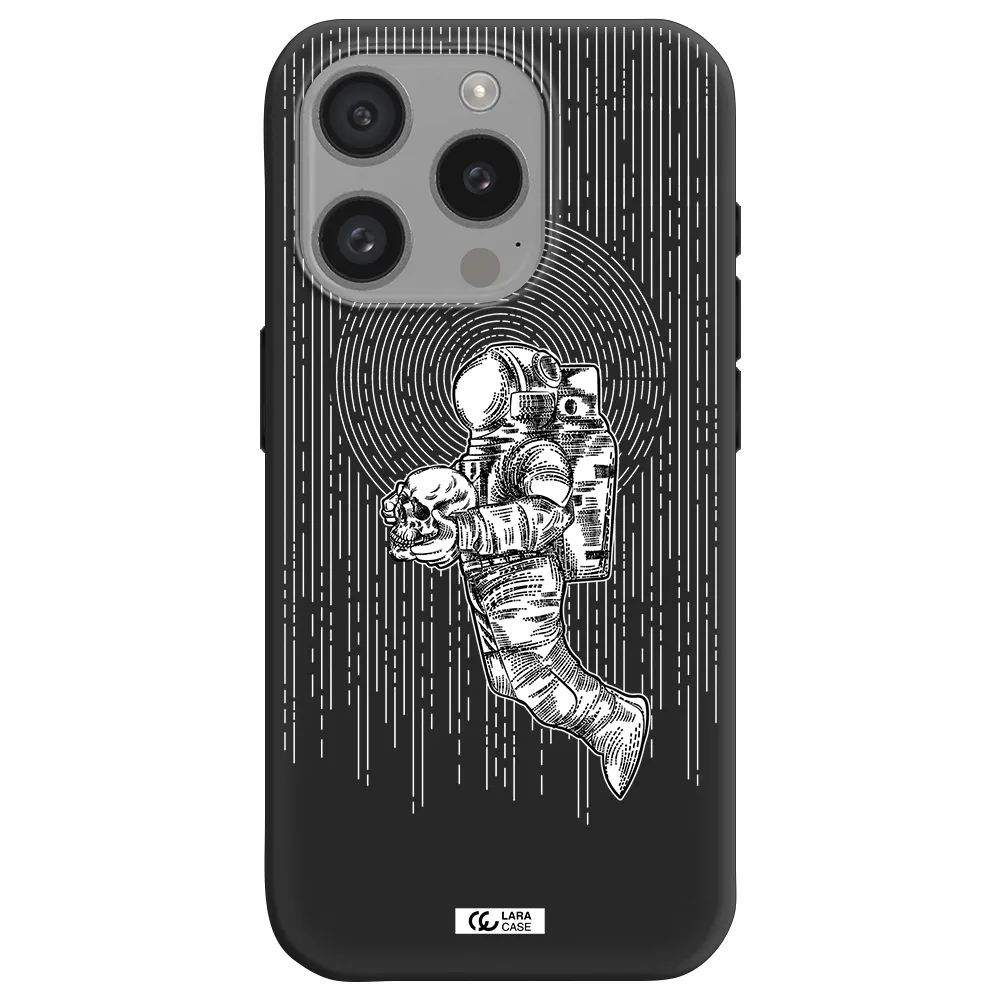 Astronaut Holding A Skull Apple Iphone 15 Pro Silicone Black Case