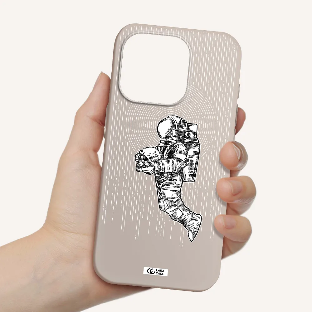 Astronaut Holding A Skull Apple Iphone 15 Pro Silicone Stone Case