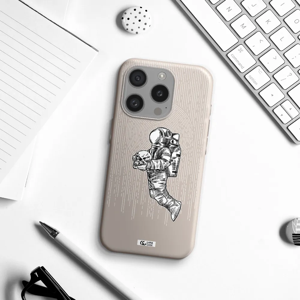 Astronaut Holding A Skull Apple Iphone 15 Pro Silicone Stone Case