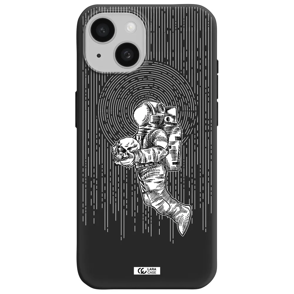 Astronaut Holding A Skull Apple iPhone 15 Silicone black Case