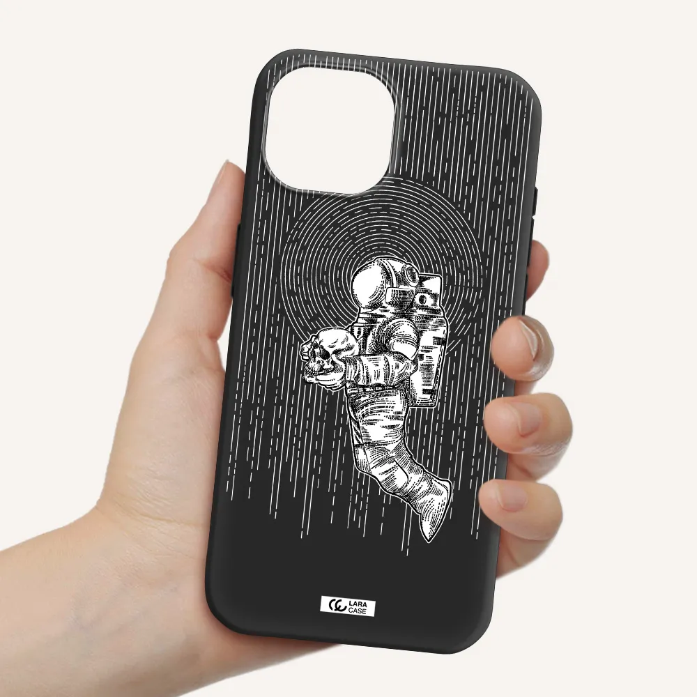 Astronaut Holding A Skull Apple iPhone 15 Silicone black Case