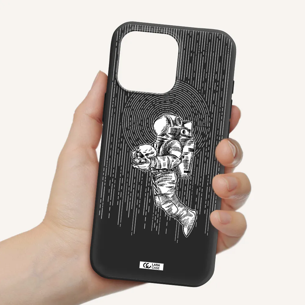 Astronaut Holding A Skull Apple Iphone 16 Pro Max Silicone Black Case
