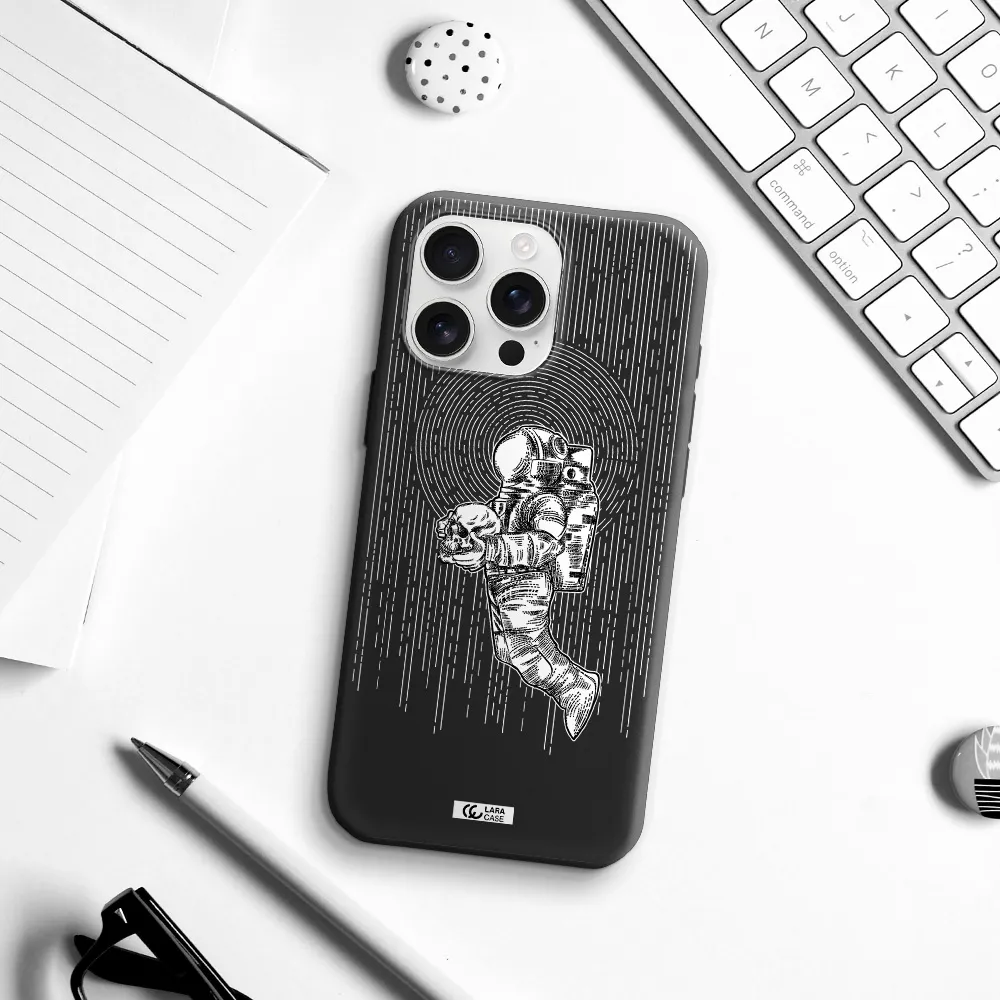Astronaut Holding A Skull Apple Iphone 16 Pro Max Silicone Black Case