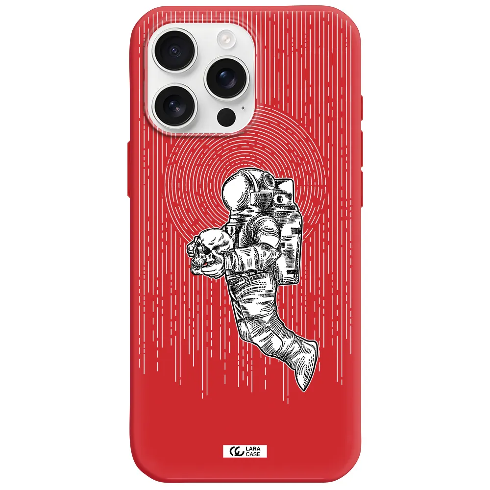 Astronaut Holding A Skull Apple Iphone 16 Pro Max Silicone Imperial Red Case