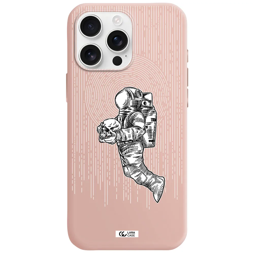 Astronaut Holding A Skull Apple Iphone 16 Pro Max Silicone Pastel Pink Case