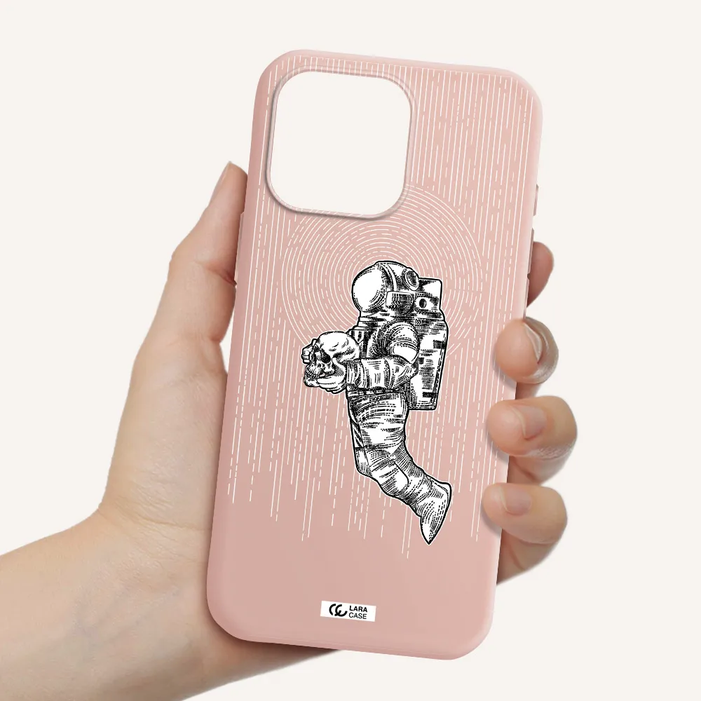 Astronaut Holding A Skull Apple Iphone 16 Pro Max Silicone Pastel Pink Case