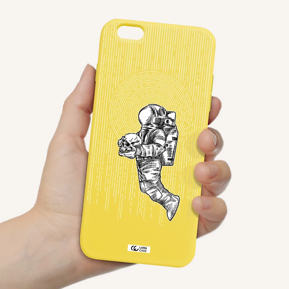 Astronaut Holding A Skull Apple iPhone 6 plus Silicone canary yellow Case