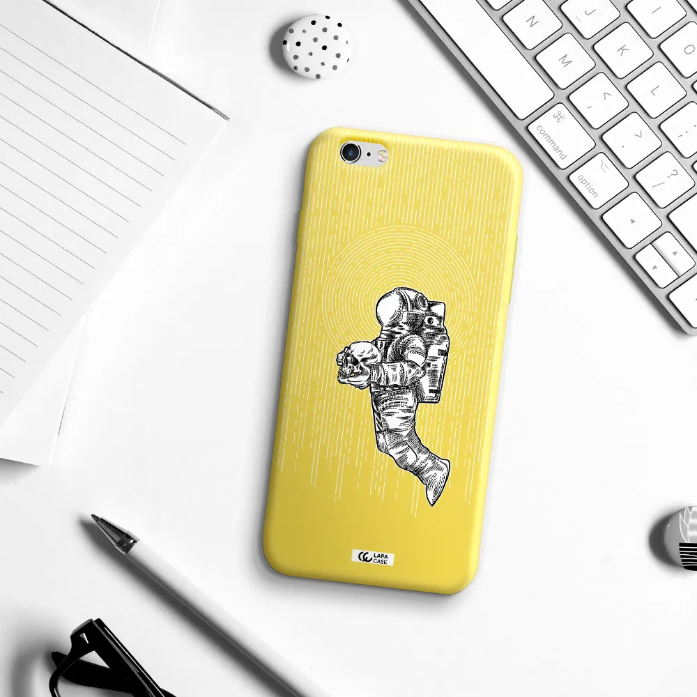 Astronaut Holding A Skull Apple iPhone 6 plus Silicone canary yellow Case