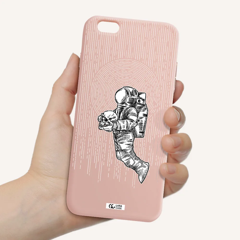Astronaut Holding A Skull Apple iPhone 6 plus Silicone pastel pink Case