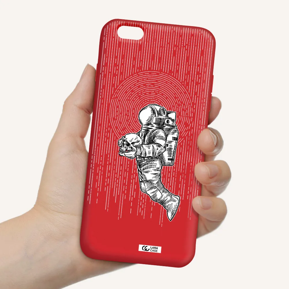 Astronaut Holding A Skull Apple iPhone 6 s plus Silicone Imperial Red Case