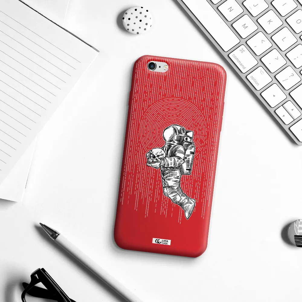 Astronaut Holding A Skull Apple iPhone 6 s plus Silicone Imperial Red Case
