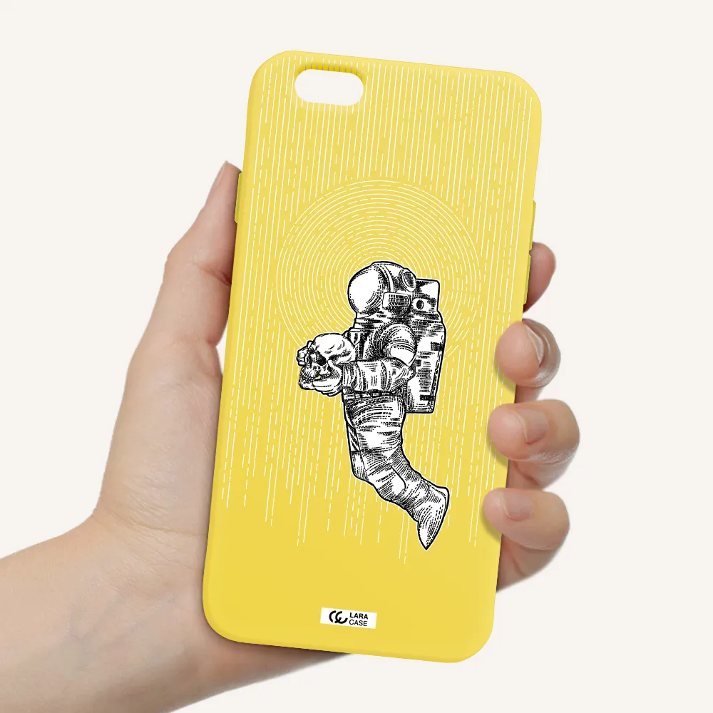 Astronaut Holding A Skull Apple iPhone 6 Silicone canary yellow Case