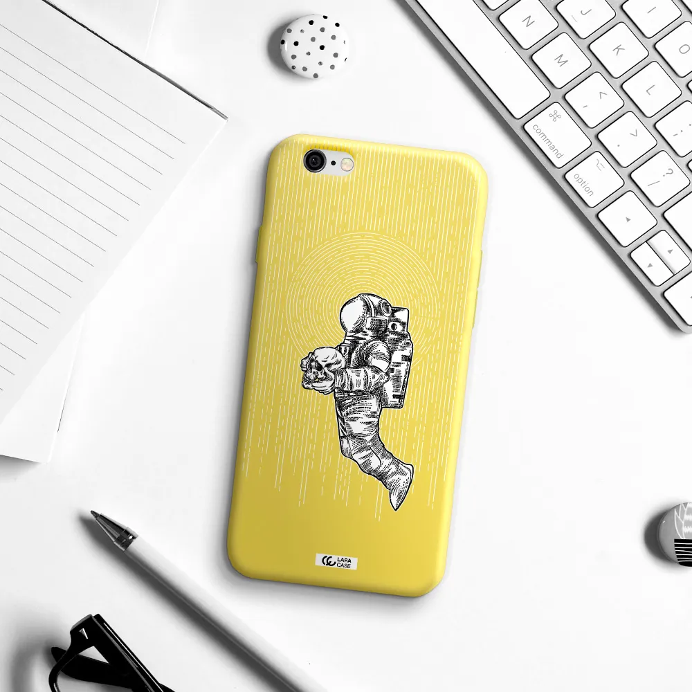 Astronaut Holding A Skull Apple iPhone 6 Silicone canary yellow Case