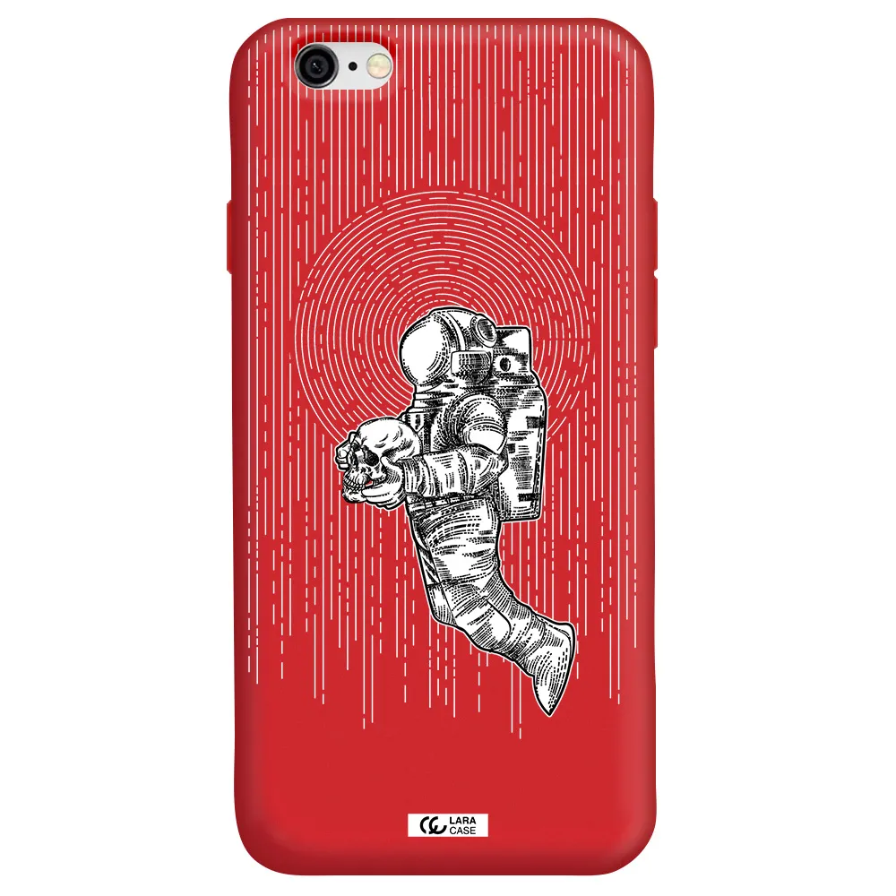 Astronaut Holding A Skull Apple iPhone 6 Silicone Imperial Red Case