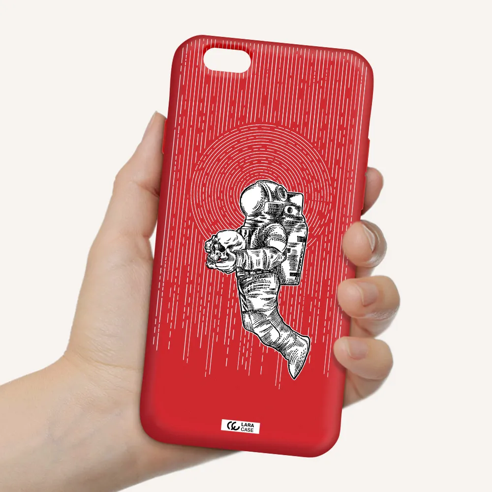 Astronaut Holding A Skull Apple iPhone 6 Silicone Imperial Red Case
