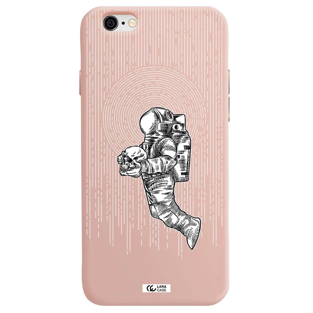 Astronaut Holding A Skull Apple iPhone 6 Silicone pastel pink Case