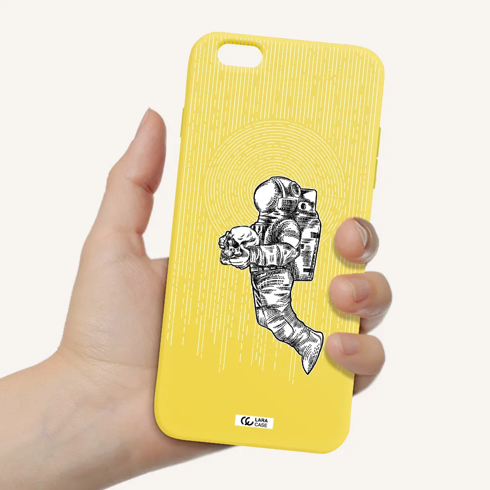 Astronaut Holding A Skull Apple iPhone 6S Silicone canary yellow Case