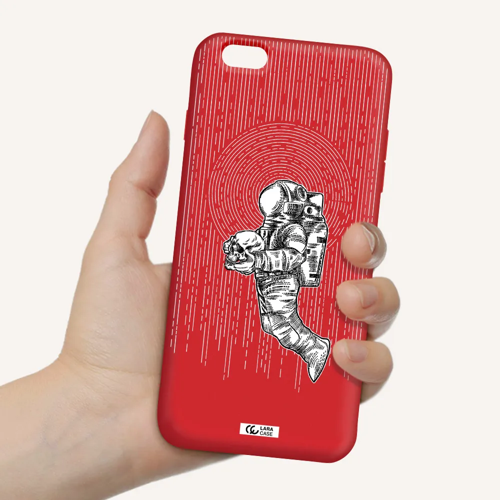 Astronaut Holding A Skull Apple iPhone 6S Silicone Imperial Red Case