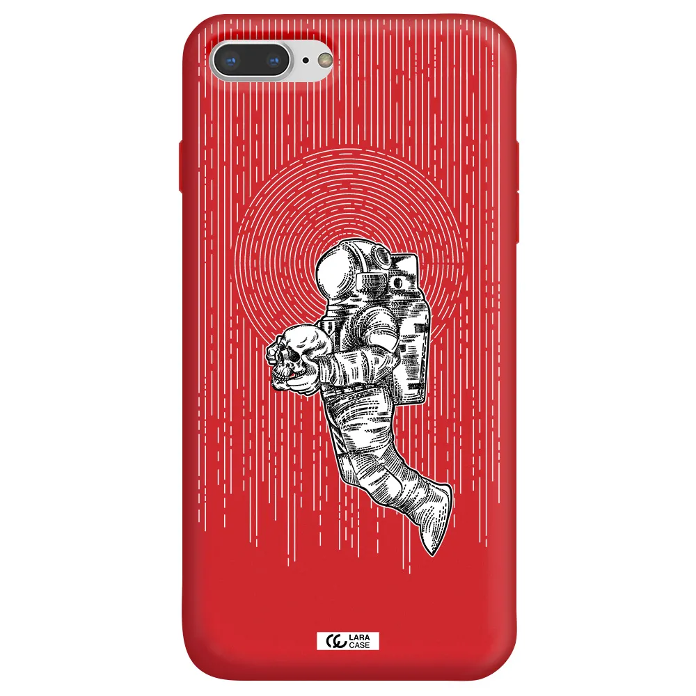 Astronaut Holding A Skull Apple iPhone 7 plus Silicone Imperial Red Case