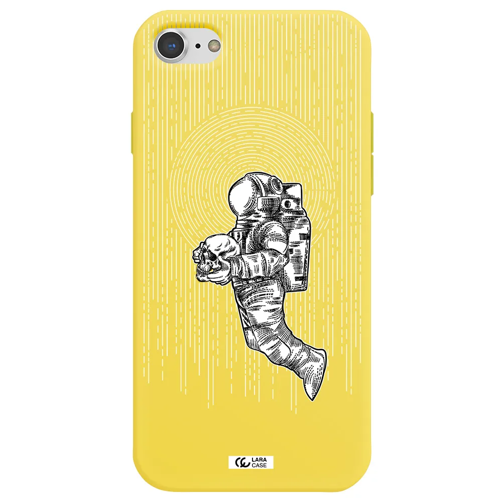 Astronaut Holding A Skull Apple iPhone 8 Silicone canary yellow Case