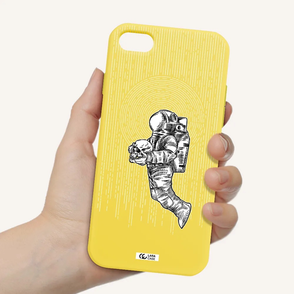 Astronaut Holding A Skull Apple iPhone 8 Silicone canary yellow Case