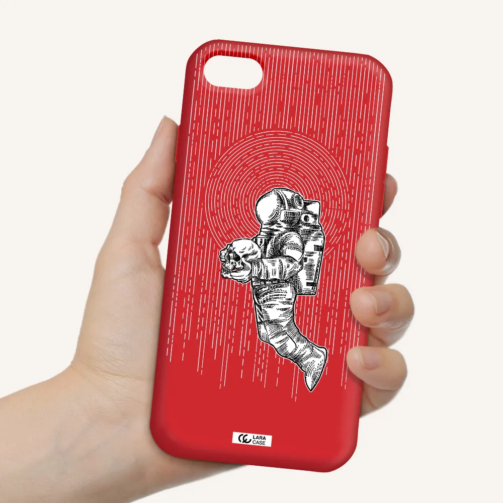 Astronaut Holding A Skull Apple iPhone 8 Silicone Imperial Red Case