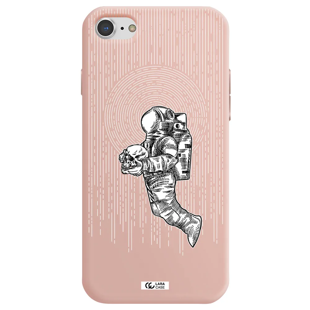 Astronaut Holding A Skull Apple iPhone 8 Silicone pastel pink Case