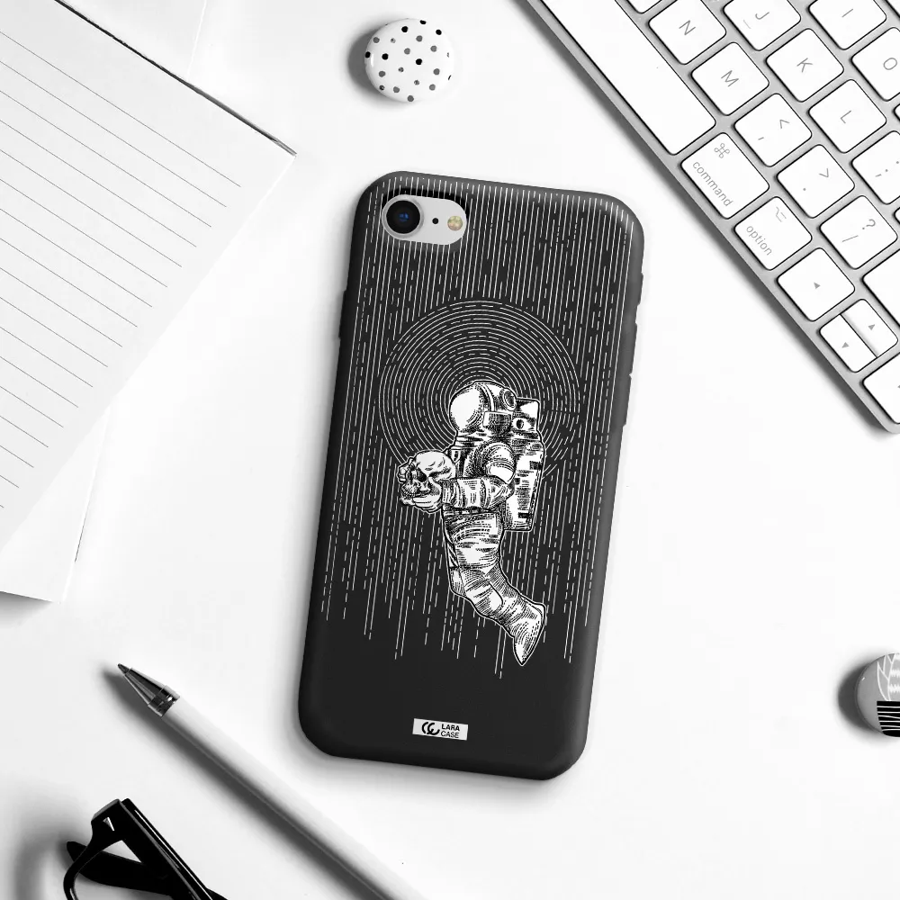 Astronaut Holding A Skull Apple iPhone se 2020 Silicone black Case