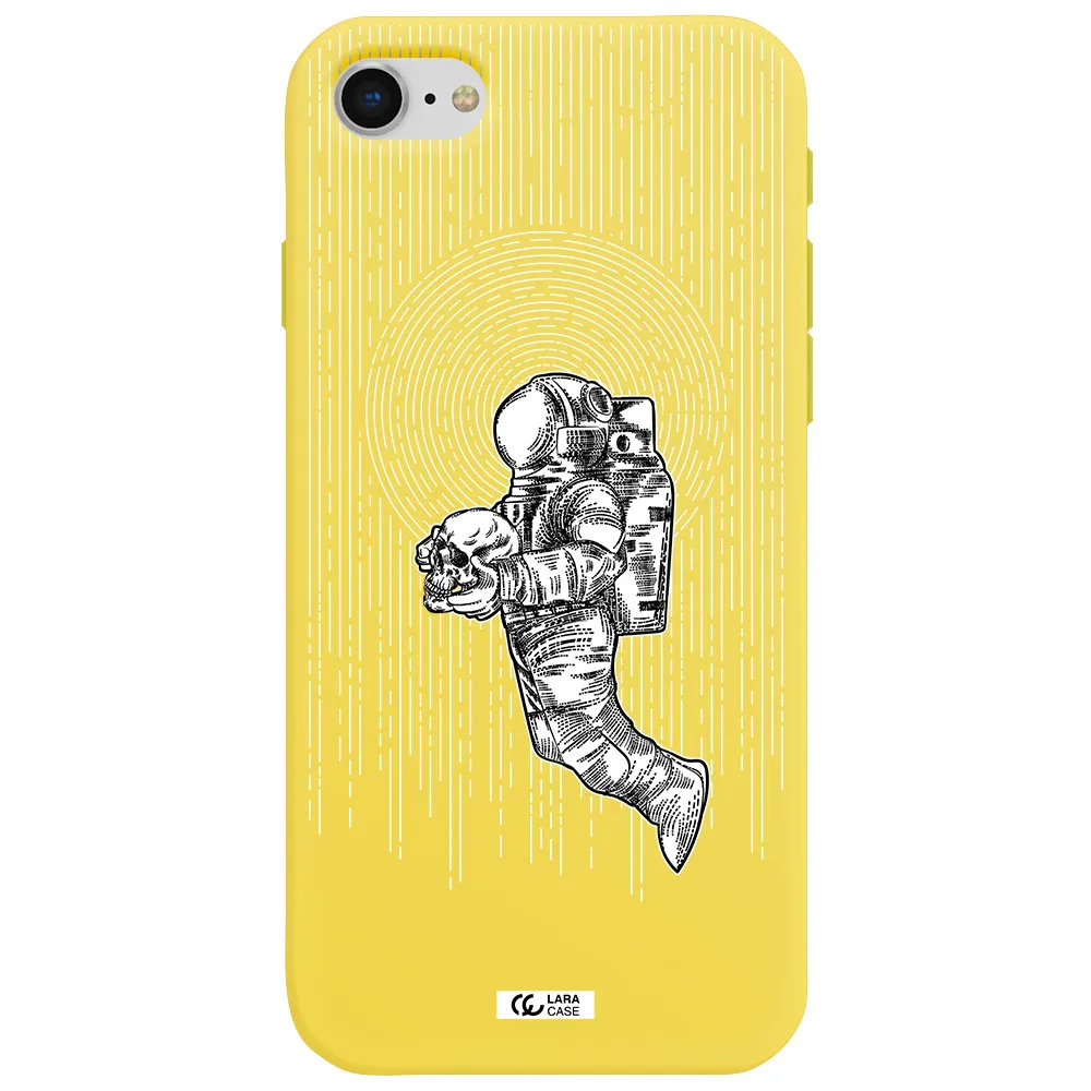 Astronaut Holding A Skull Apple iPhone se 2020 Silicone canary yellow Case
