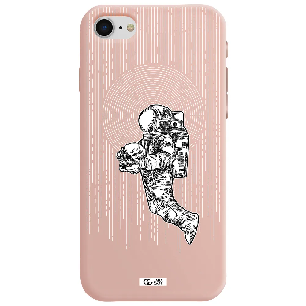 Astronaut Holding A Skull Apple iPhone se 2020 Silicone pastel pink Case