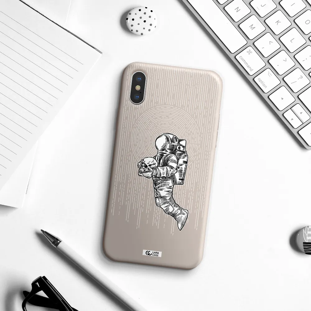 Astronaut Holding A Skull Apple iPhone X Silicone Stone Case