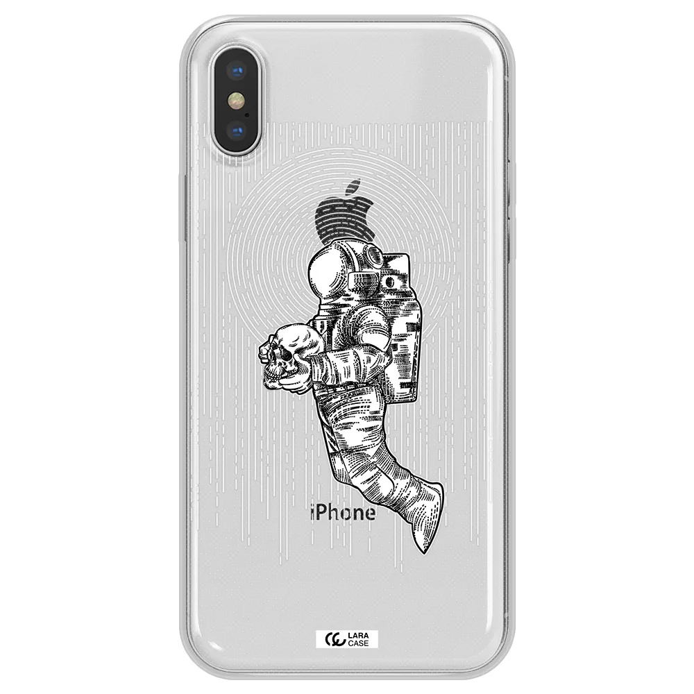 Astronaut Holding A Skull Apple iPhone XS Clear TPU Case
