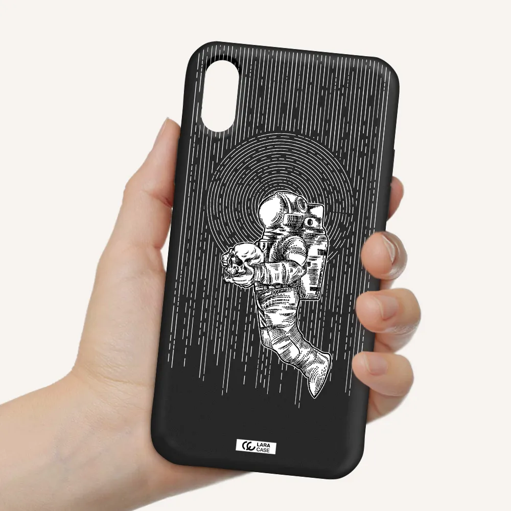 Astronaut Holding A Skull Apple iPhone XS Silicone black Case