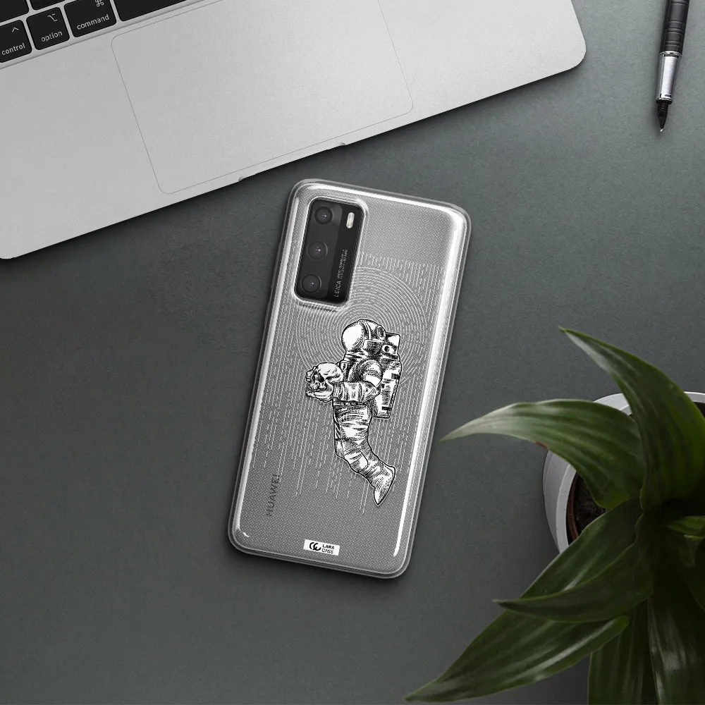 Astronaut Holding A Skull Huawei P40 Clear TPU Case