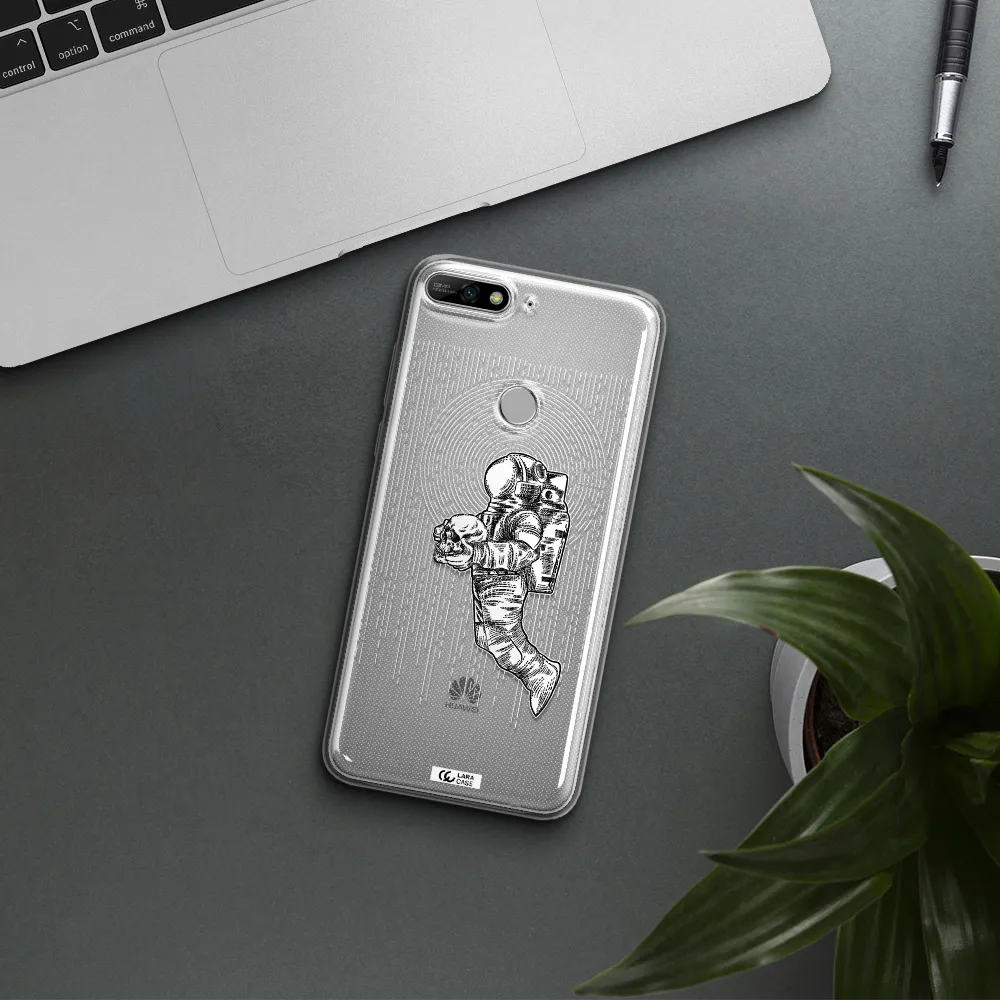 Astronaut Holding A Skull Huawei Y7 2018 Clear TPU Case