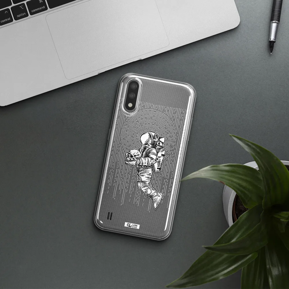Astronaut Holding A Skull Samsung A01 Clear TPU Case