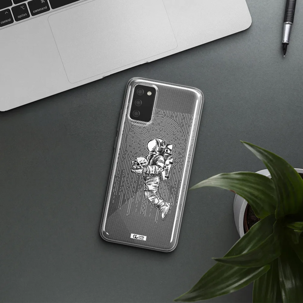 Astronaut Holding A Skull Samsung A02S Clear TPU Case