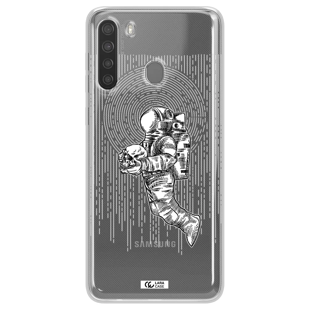 Astronaut Holding A Skull Samsung A21 Clear TPU Case
