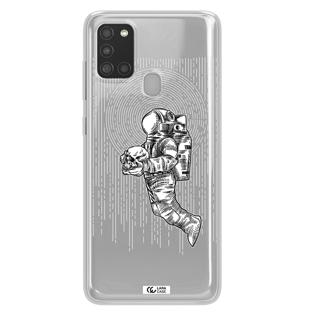 Astronaut Holding A Skull Samsung A21S Clear TPU Case