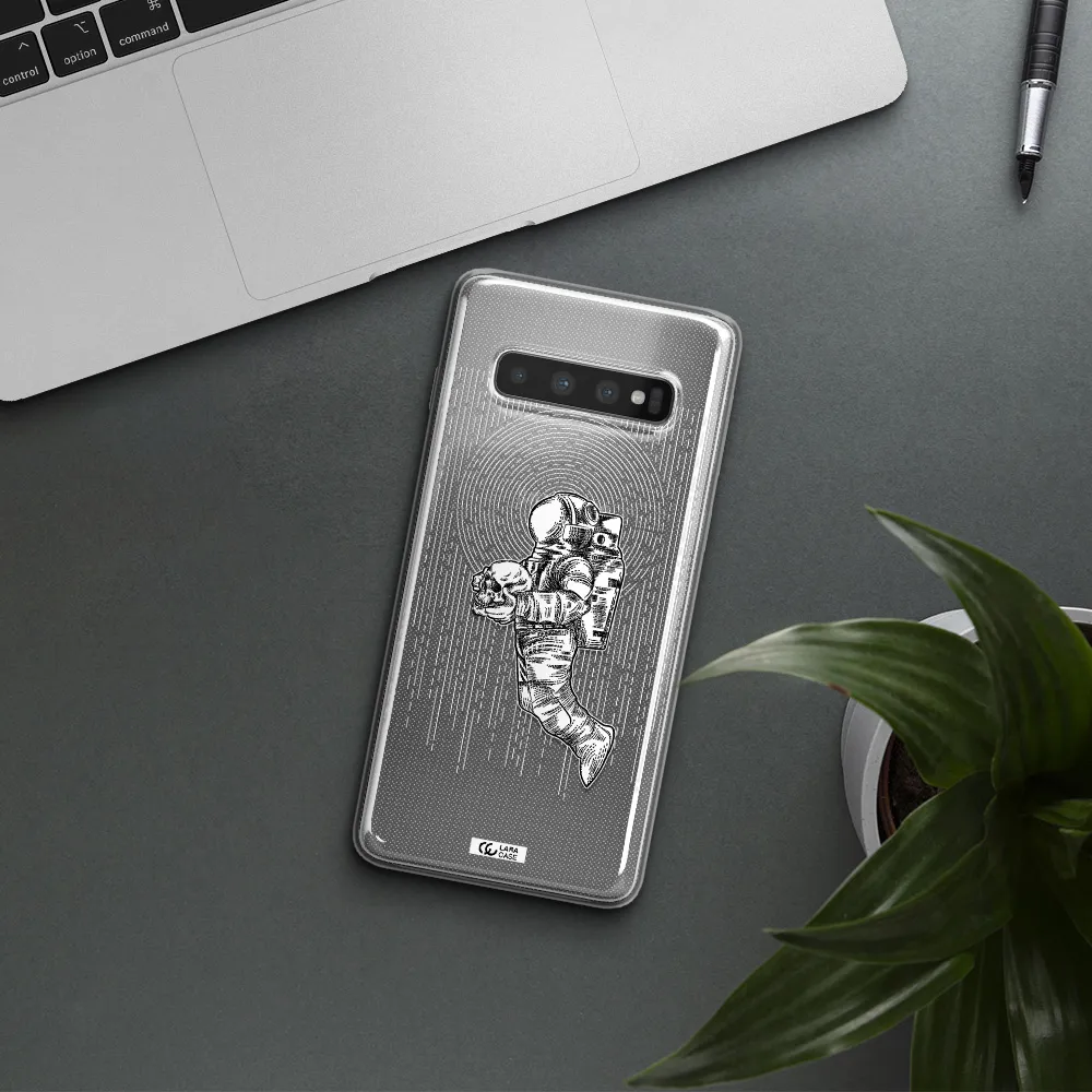 Astronaut Holding A Skull Samsung S10 Clear TPU Case