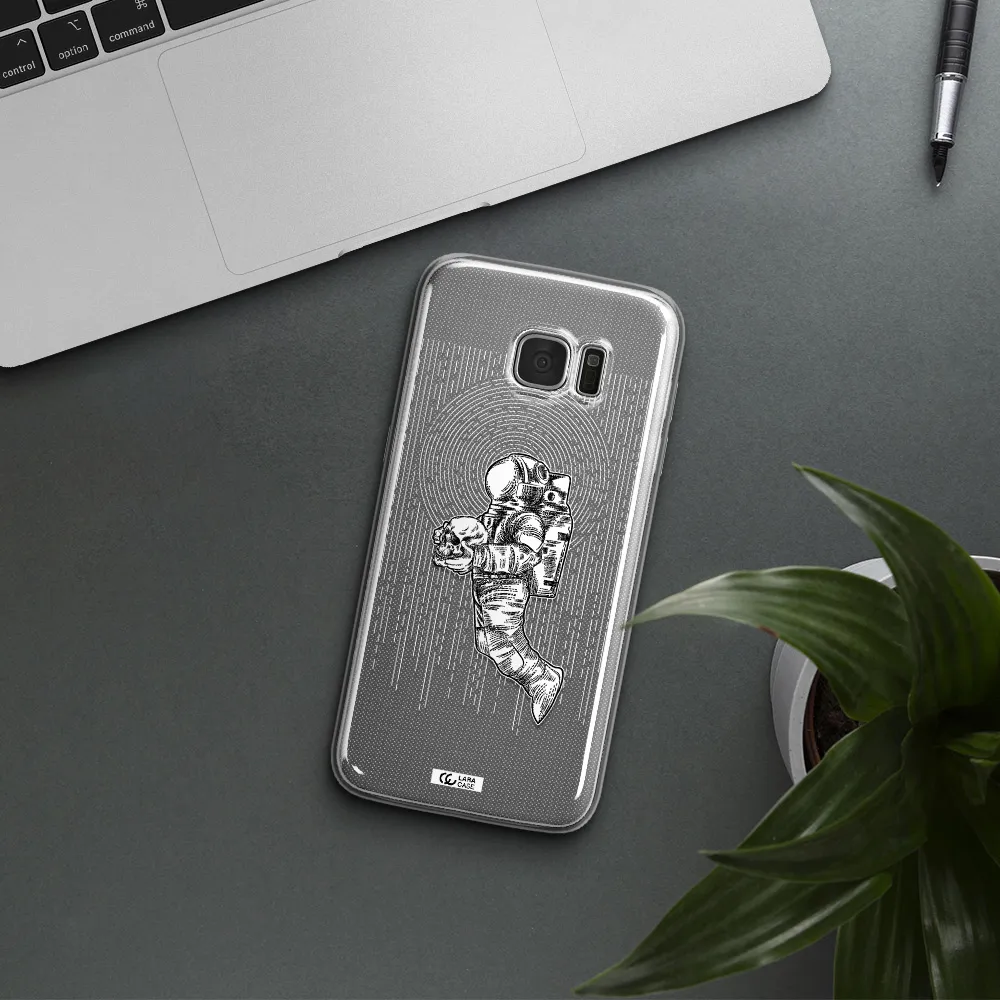 Astronaut Holding A Skull Samsung S7 Edge Clear TPU Case