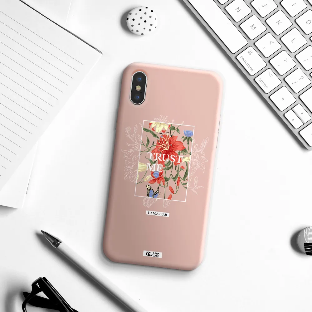 Trust Me Apple iPhone X Silicone pastel pink Case