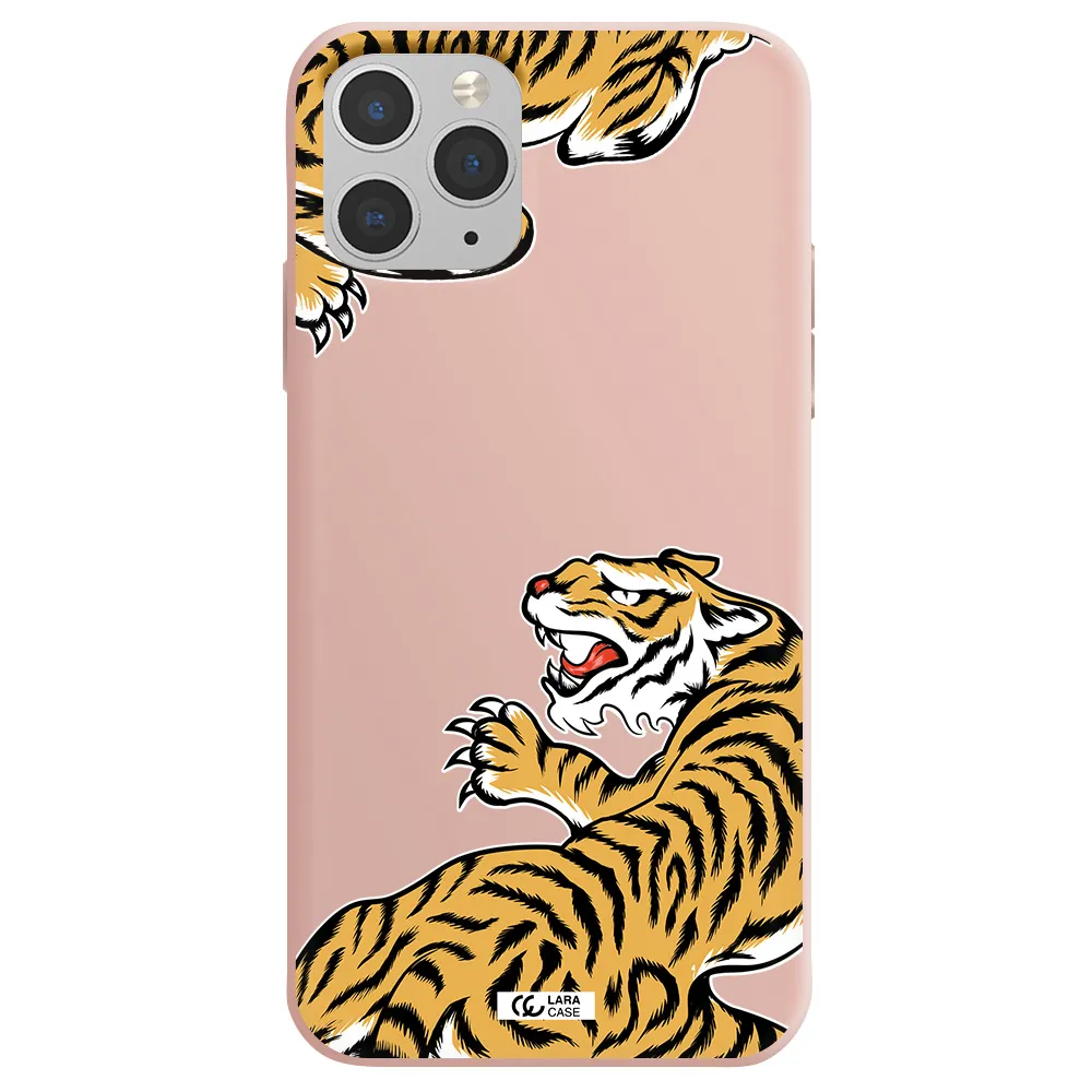 Chinese Tiger Apple iPhone 11 pro max Silicone pastel pink Case