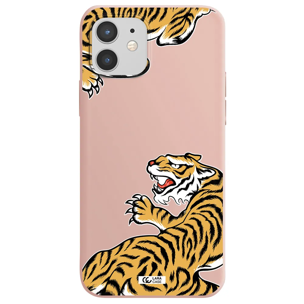 Chinese Tiger Apple iPhone 12 mini Silicone pastel pink Case