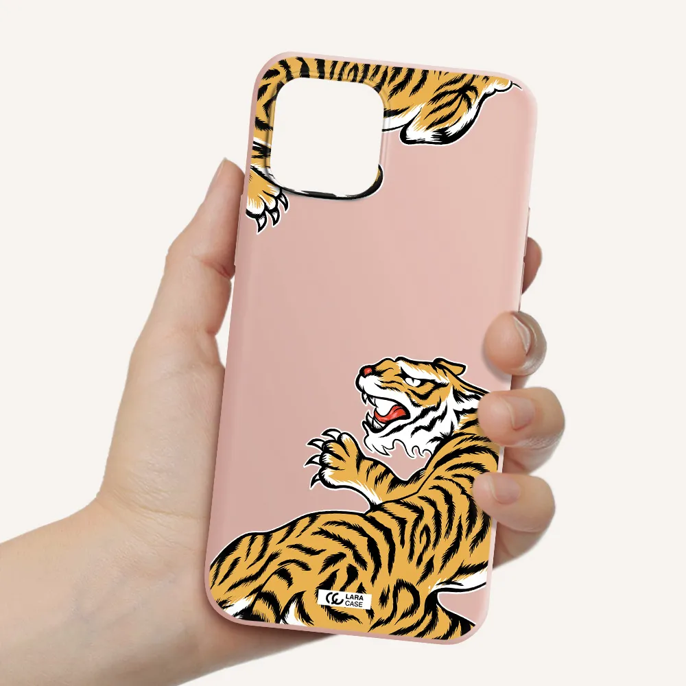 Chinese Tiger Apple iPhone 12 mini Silicone pastel pink Case