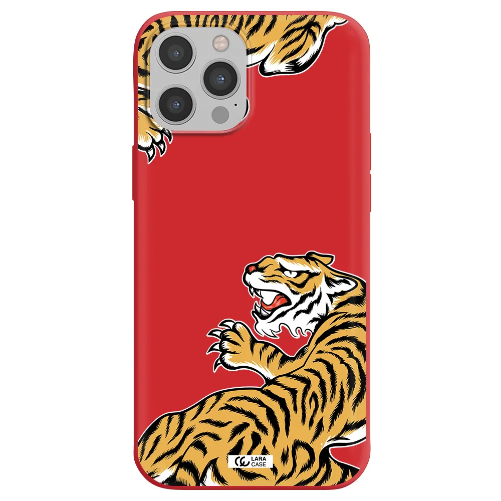 Chinese Tiger Apple iPhone 12 pro max Silicone Imperial Red Case